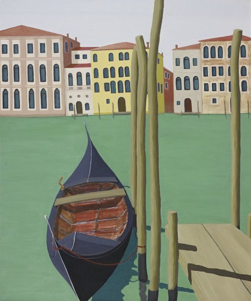 Boot am Steg, Venedig (Venezia),  Acryl/Leinwand  2011/2012  100 x 120 cm